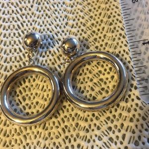 Sterling Silver Drop Hoop Post Earrings